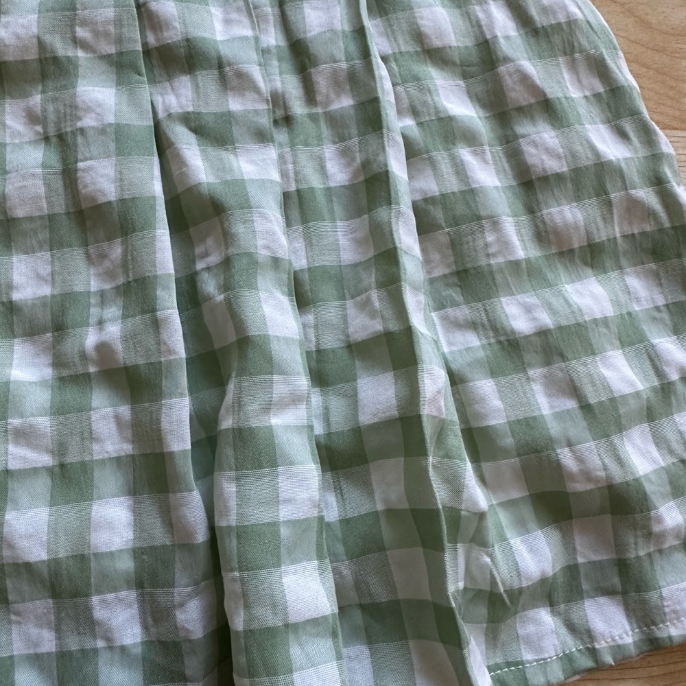 Princess Polly Gingham Pleated Checkered Mini Skirt in Sage Green/White - Size 2 - Picture 3 of 15